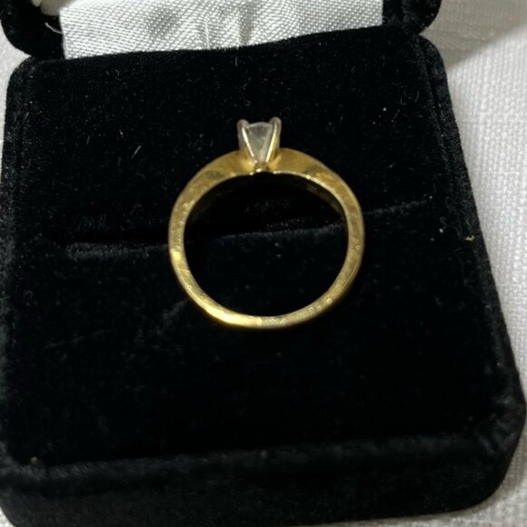 Natural Diamond Engagement Ring Unique band Thick gold strong band Size 5 - Picture 4 of 6
